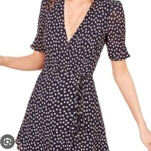 NAVY Reformation Lucky Mini Wrap Dress